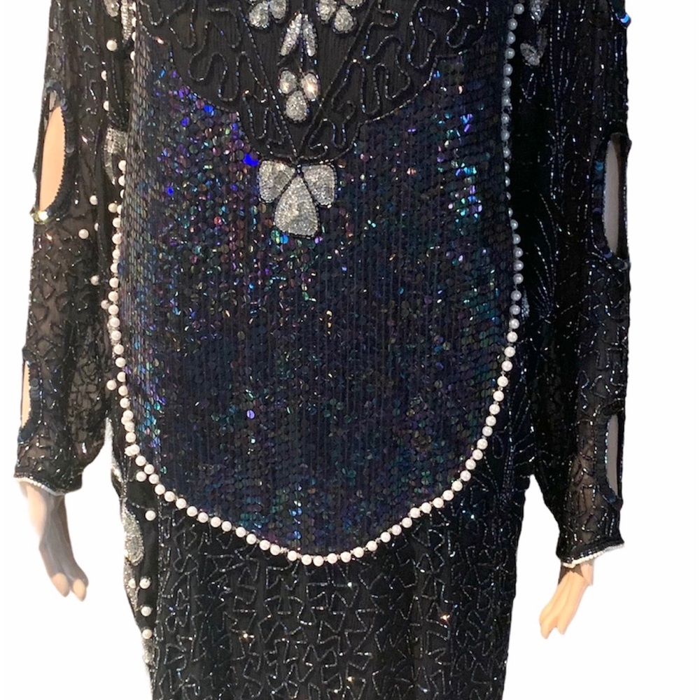 VTG MAHARAJ Size "L" Black Women's Dress In Sequins